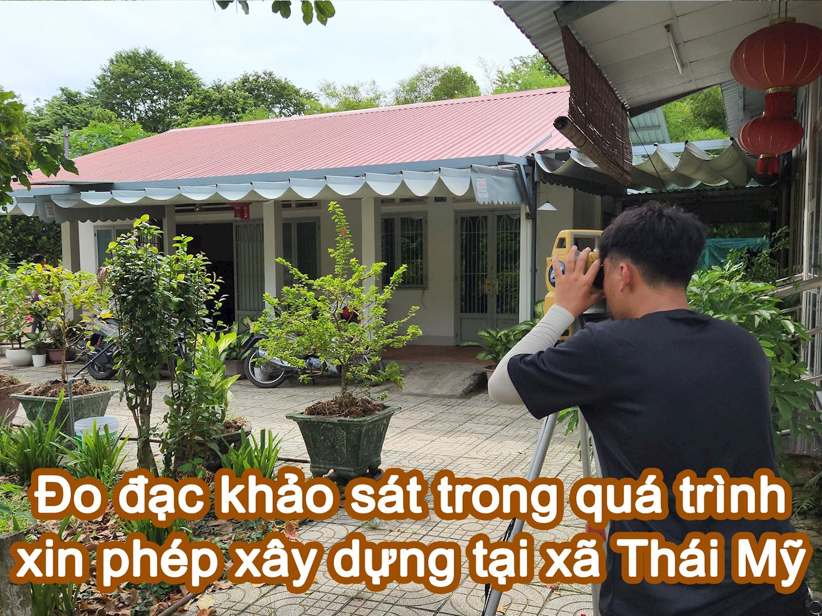 Đo đạc khảo sát trong quá trình xin phép xây dựng tại xã Thái Mỹ