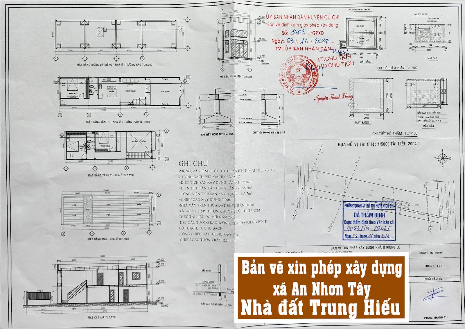 Bản vẽ xin phép xây dựng xã An Nhơn Tây đã được thẩm định
