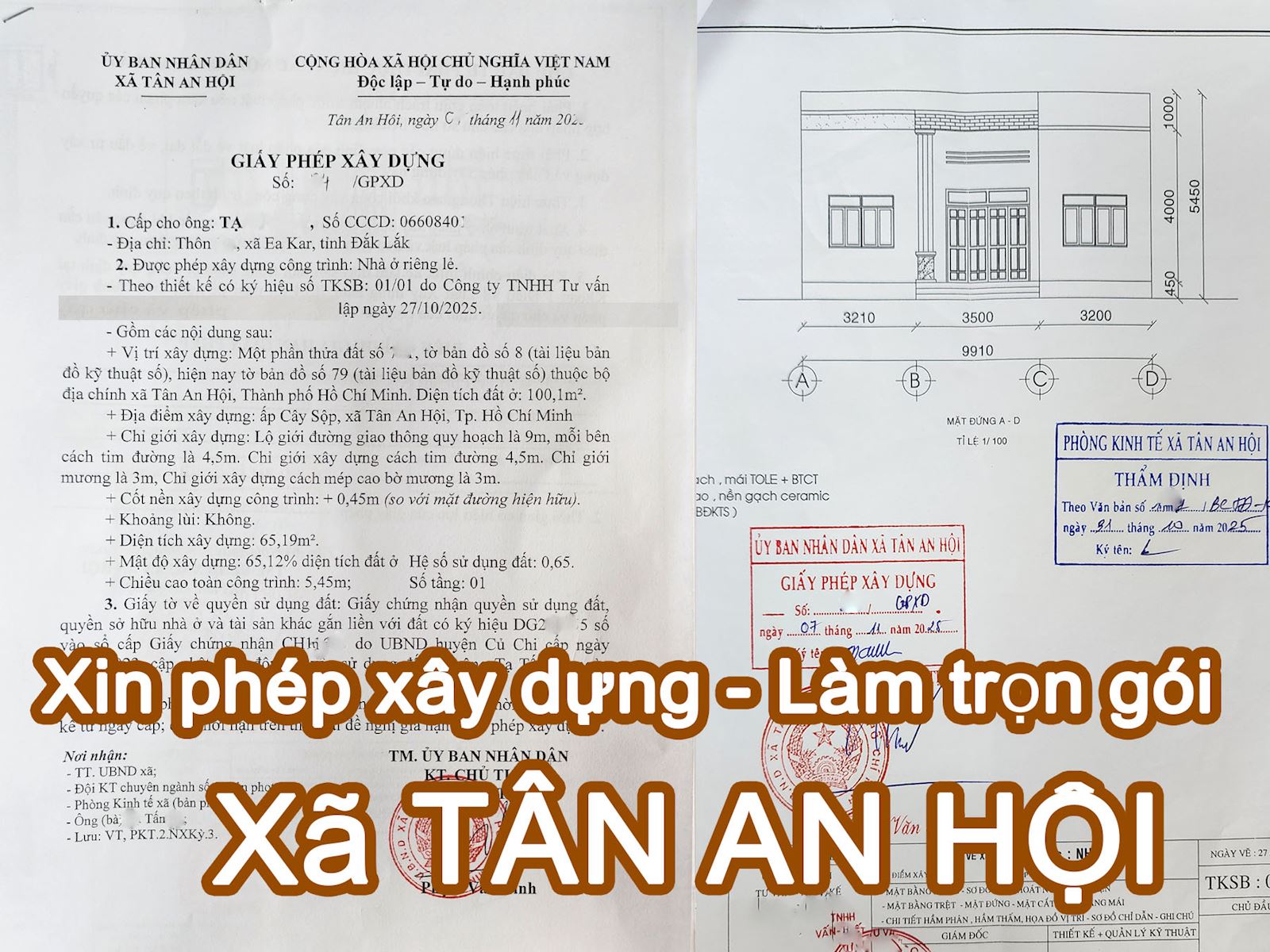 Xin phép xây dựng xã Tân An Hội - Đo đạc, lập bản vẽ thiết kế