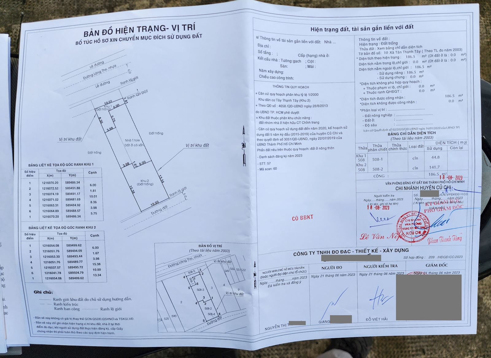 Bản vẽ chuyển mục đích lên thổ cư đất Củ Chi - Tại xã Tân Thạnh Tây mặt tiền đường Láng The