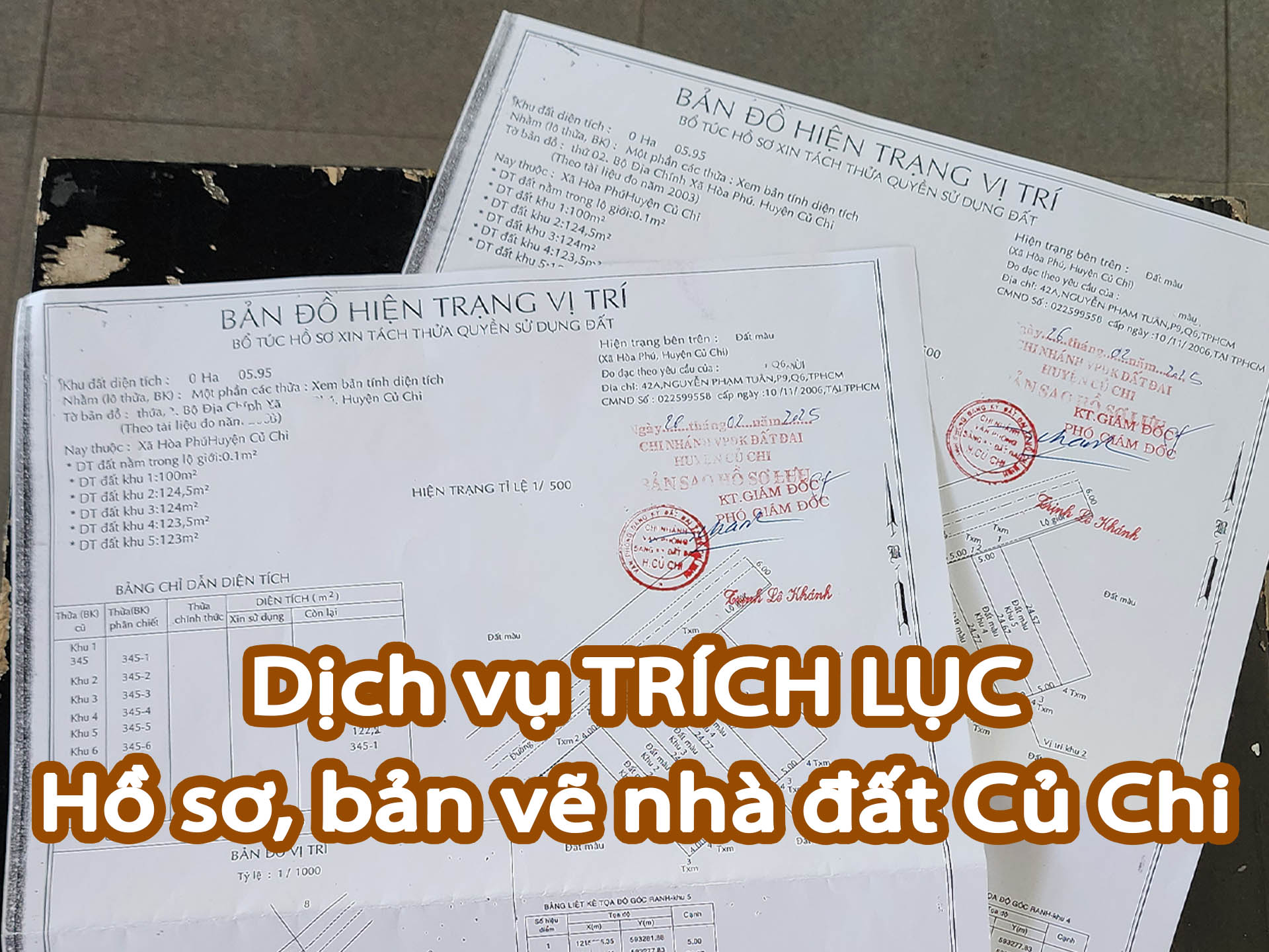 Dịch vụ trích lục hồ sơ, bản vẽ, giấy thông tin quy hoạch  nhà đất Củ Chi