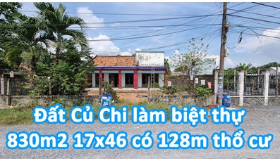 Đất Củ Chi làm biệt thự 830m2 giá xã Tân Thạnh Đông
